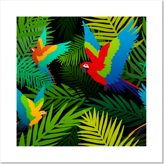 Tropical Parrot Pattern Wall Art by Kelly Louise Art